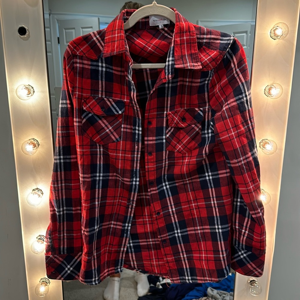 Red white navy flannel